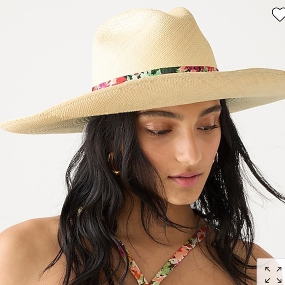 New J Crew Wide-brim panama hat with printed band
Item BI534 - Picture 1 of 4